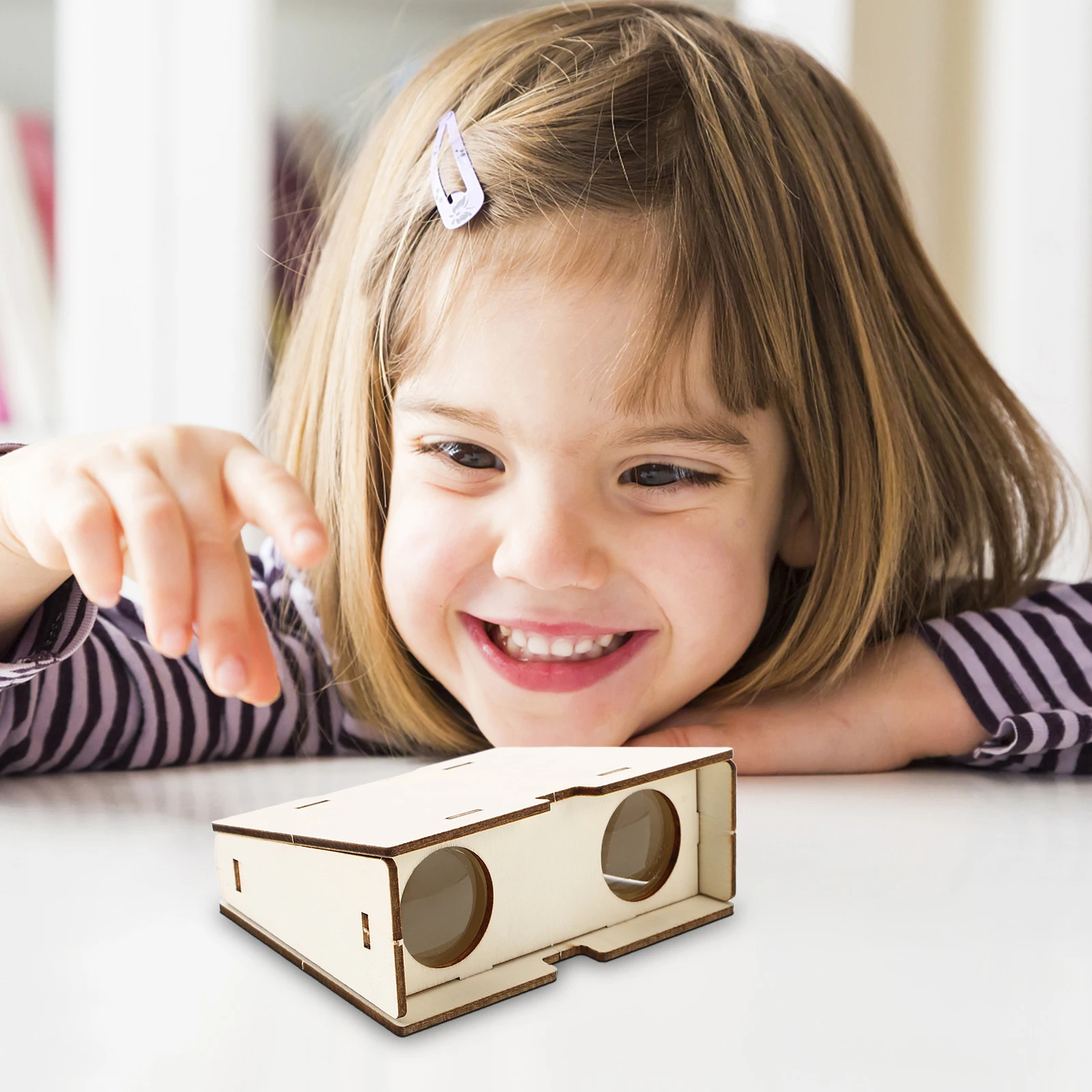 

1 set 1 Set Handmade Wooden Small Telescope Kids Science Steam Project Diy Binocular Natural Safe Material Dual Tube Design For