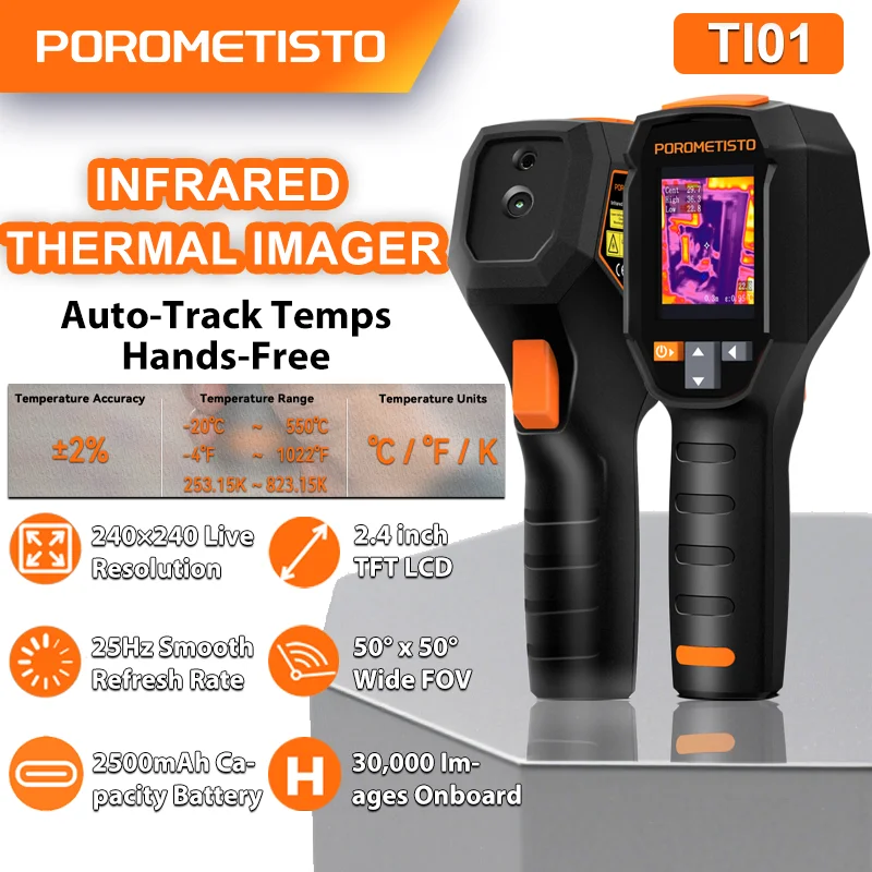 

POROMETISTO TI01 New Fast Speed Infrared Thermal Imager 96x96 IR Resolution Temperature Meter For Repair PCB Pipeline Detection