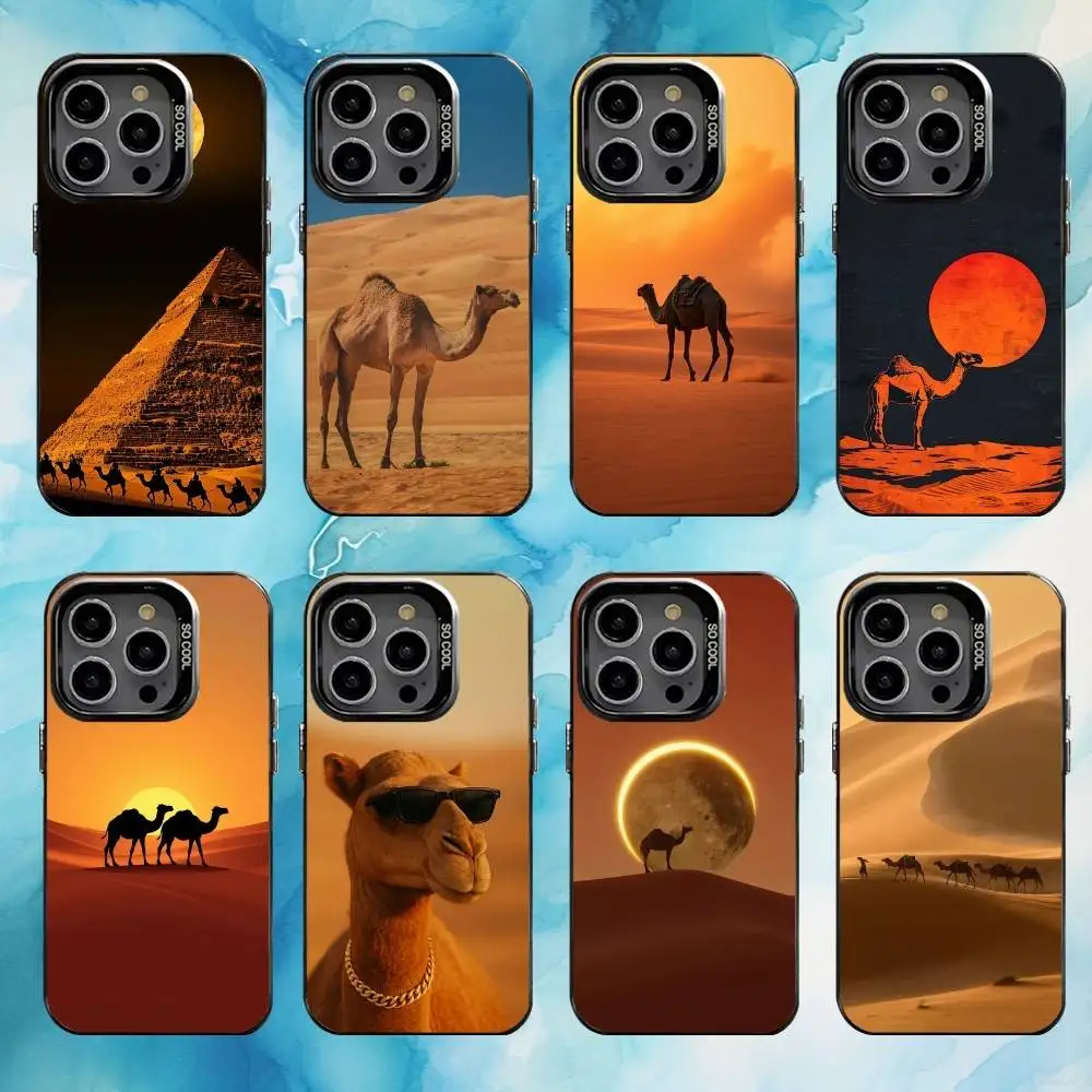 

Desert Camel Phone Case For iPhone17,16,15,14,13,12,11 Plus,Pro Max Black Candy silver phone case