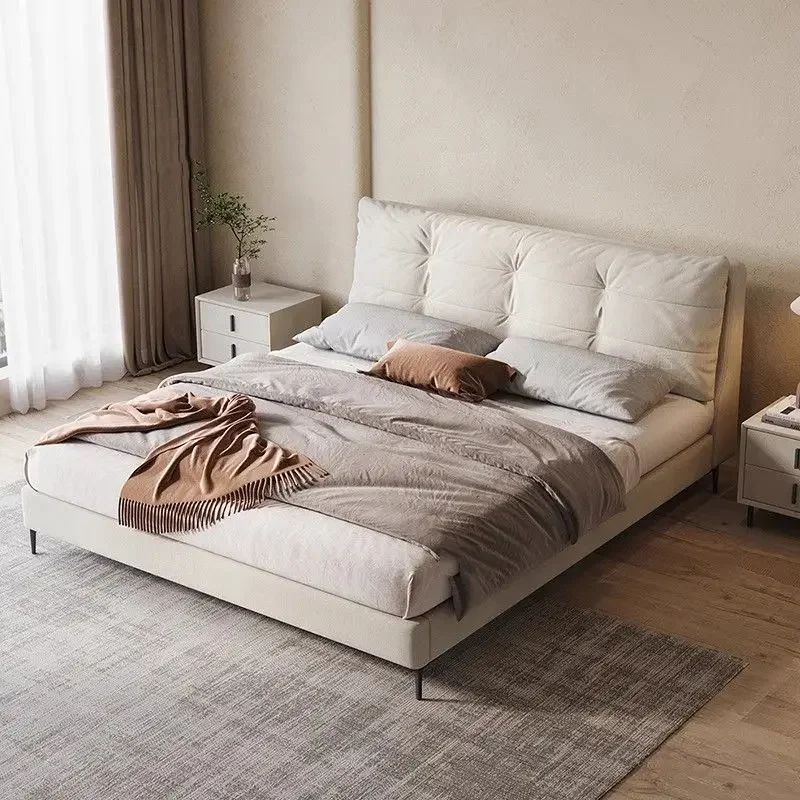 Wind crema, cama de hadas, moderna, sencilla, dormitorio principal, cama de tela, estilo italiano