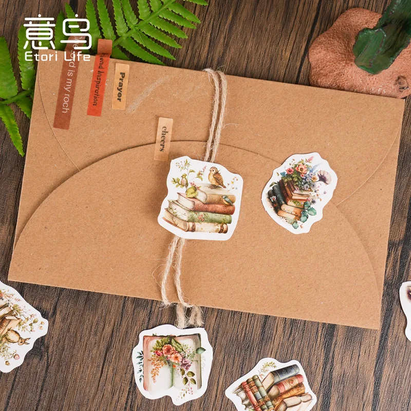 Etori Life Flowers and Books Vintage Sticker 46pcs/pack DIY Decorative Stationery Diary Cup Notebook Mobile Phone Toy Scrapbook