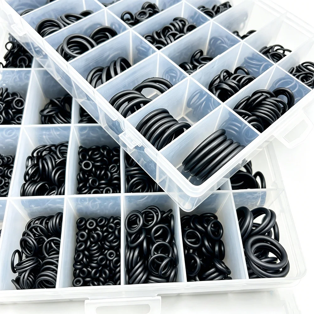 3230-100Pcs Black Rubber O-Ring Kit NBR Seal Washer Oil Resistant High Temp Resistant for Screws Bolts Waterproof Anti-Vibration