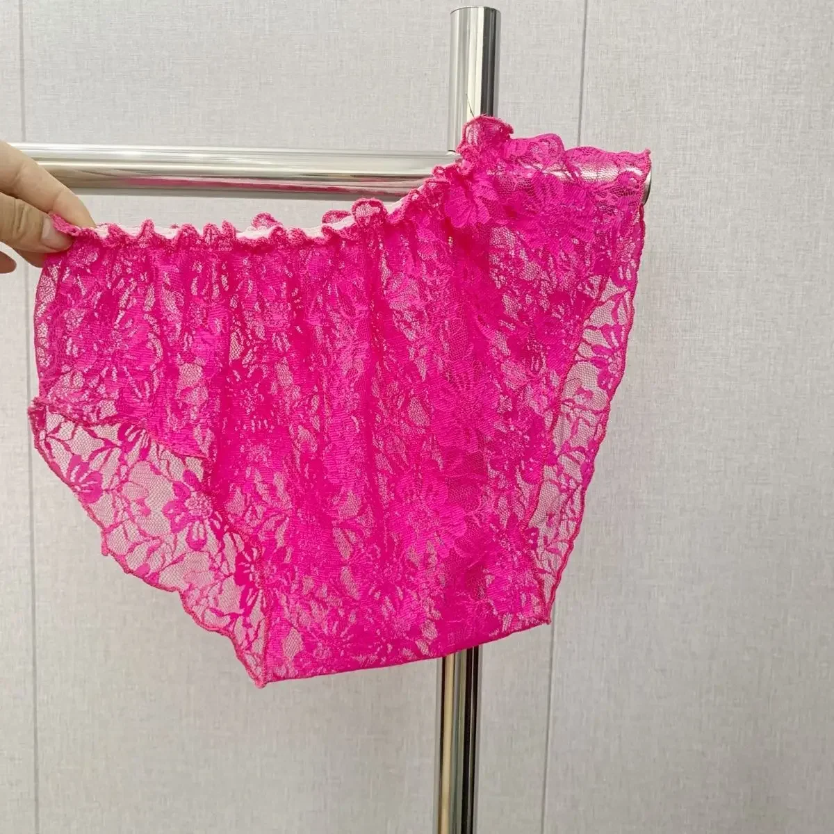 Slip in vita elastica sexy in pizzo trasparente rosa Barbie fatto a mano da uomo Spettacolo dal vivo Danza DJ Club Privato FKK Party Run Harajuku