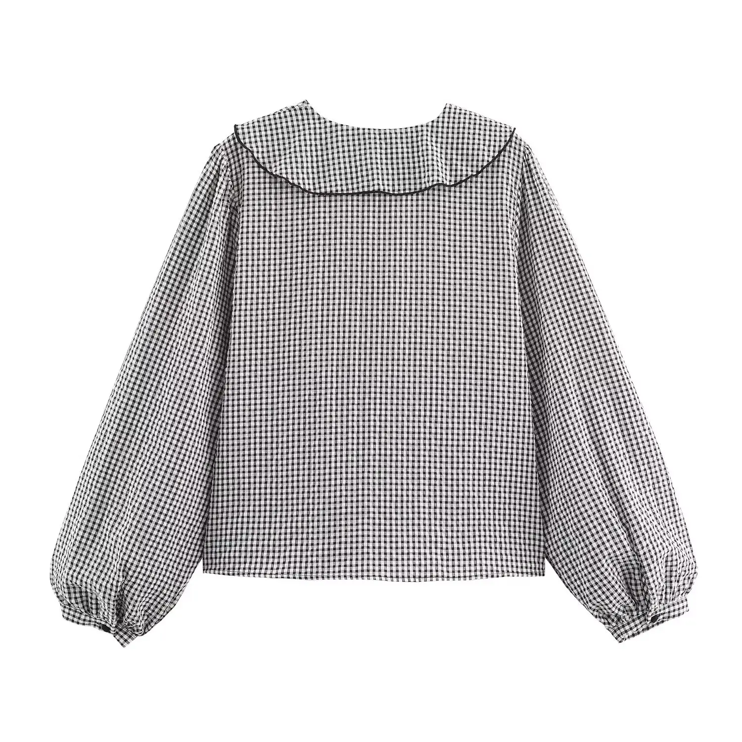 قميص منقوش بفيونكة من BSAY ملابس نسائية لخريف 2025 جديد فرنسي بياقة على شكل حرف v وأكمام طويلة بلوزات فضفاضة مكشكشة حلوة ملابس علوية أنيقة للسيدات #5