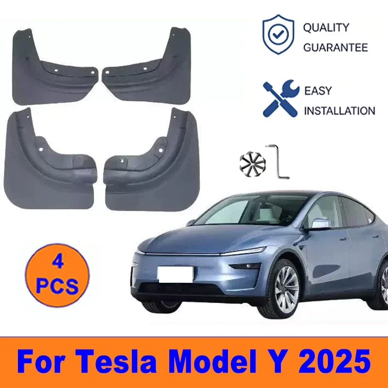 

4Pcs Mud Flaps For Tesla Model Y 2025 - Splash Guards Front & Rear Wheel Fender Mudguards Car Exterior Protection Accessories