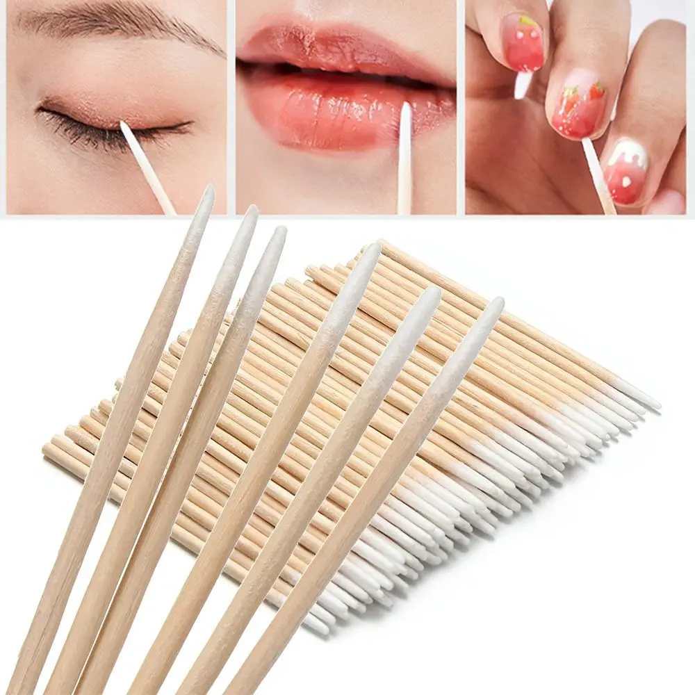 100pcs/bag Cosmetic Tools Disposable Cotton Swab Lint Free Ultra-small Tip Eyelash Removing Makeup Accessories Cotton Sticks