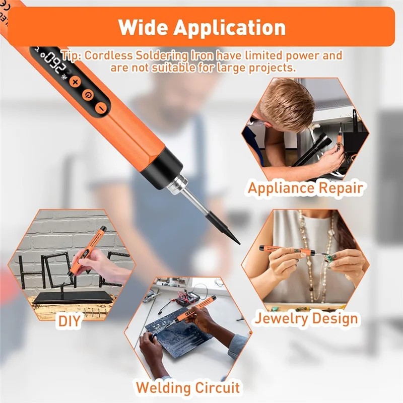 

【Must-Haves】Mini Cordless Soldering Iron Kit USB Soldering Iron LCD Digital Adjustable Temperature Thermostatic Soldering B