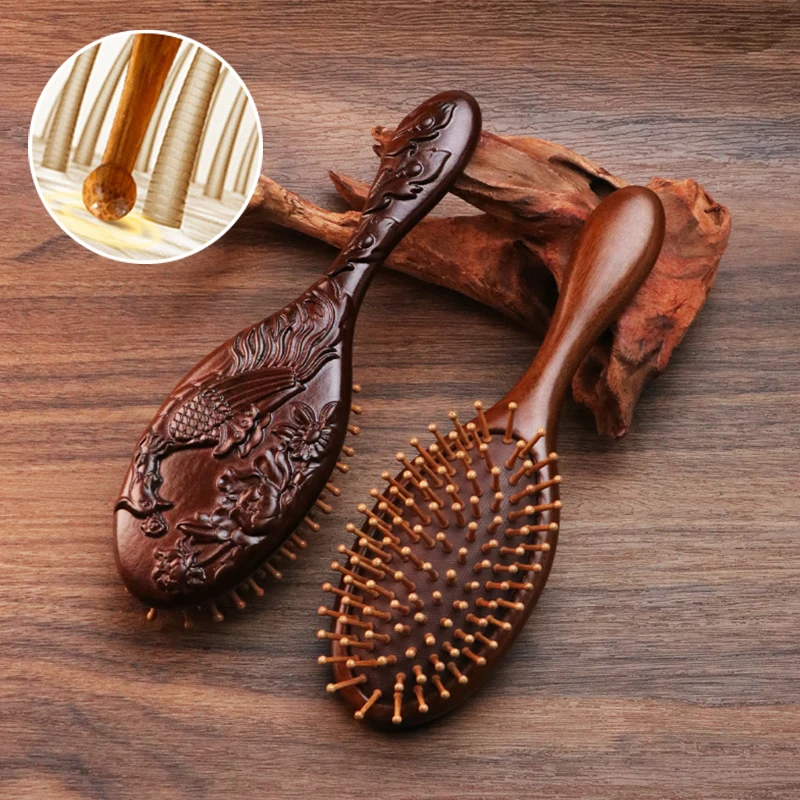 

Массажная расческа из сандалового дерева с воздушной подушкой, профессиональная расческа для массажа кожи головы, высококачественная щетка для волос