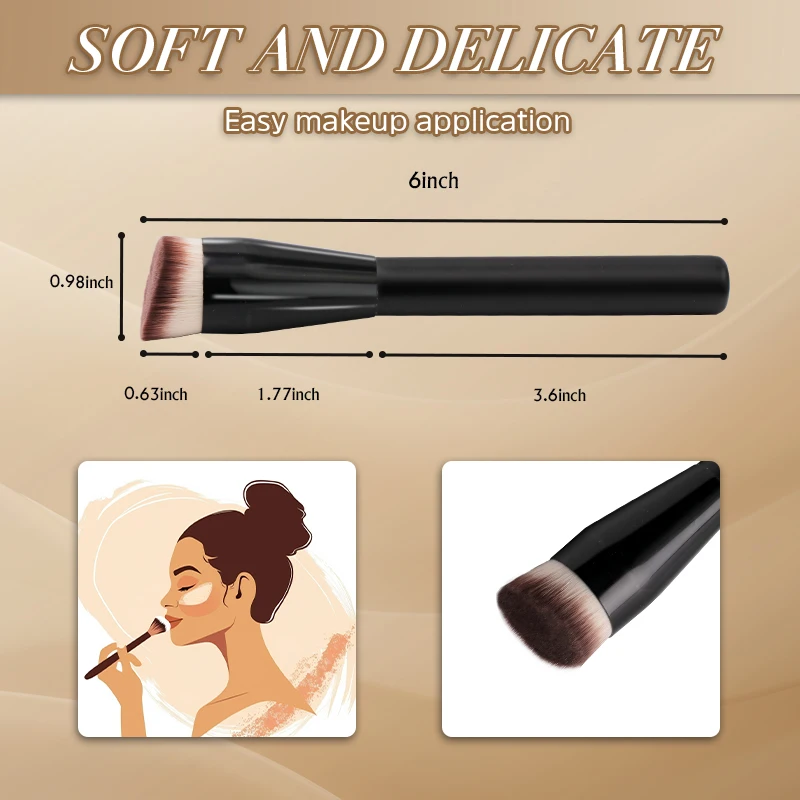 Soft Makeup Brush com Caixa, Único Face Brush, Fundação, Corretivo, Pó, Blush, Contorno, Denso, 1Pc