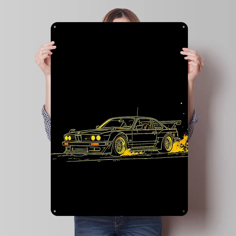 Sports E30 Racing Sports Car Printed Poster Customized Retro Wall Art Vintage Metal Tin Signs for Home Room Accessories Man Cave