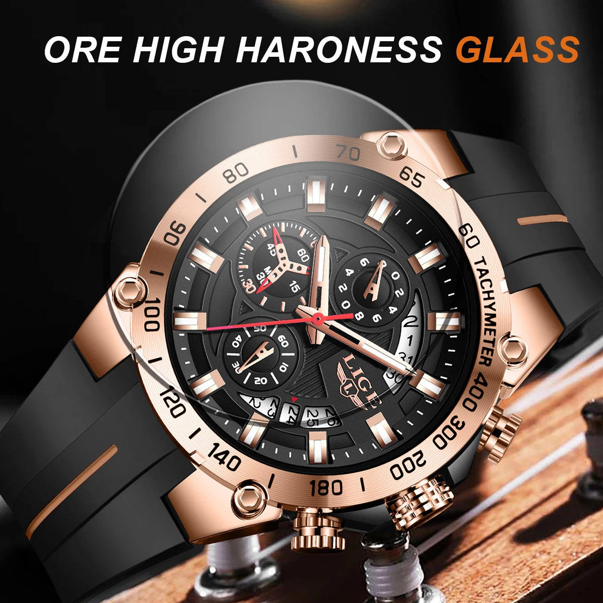 

LIGE Fashion Quartz Man Watch Unique Dial Silicone Strap Simple Casual Sports Auto Date Waterproof Luminous Watches for Men New