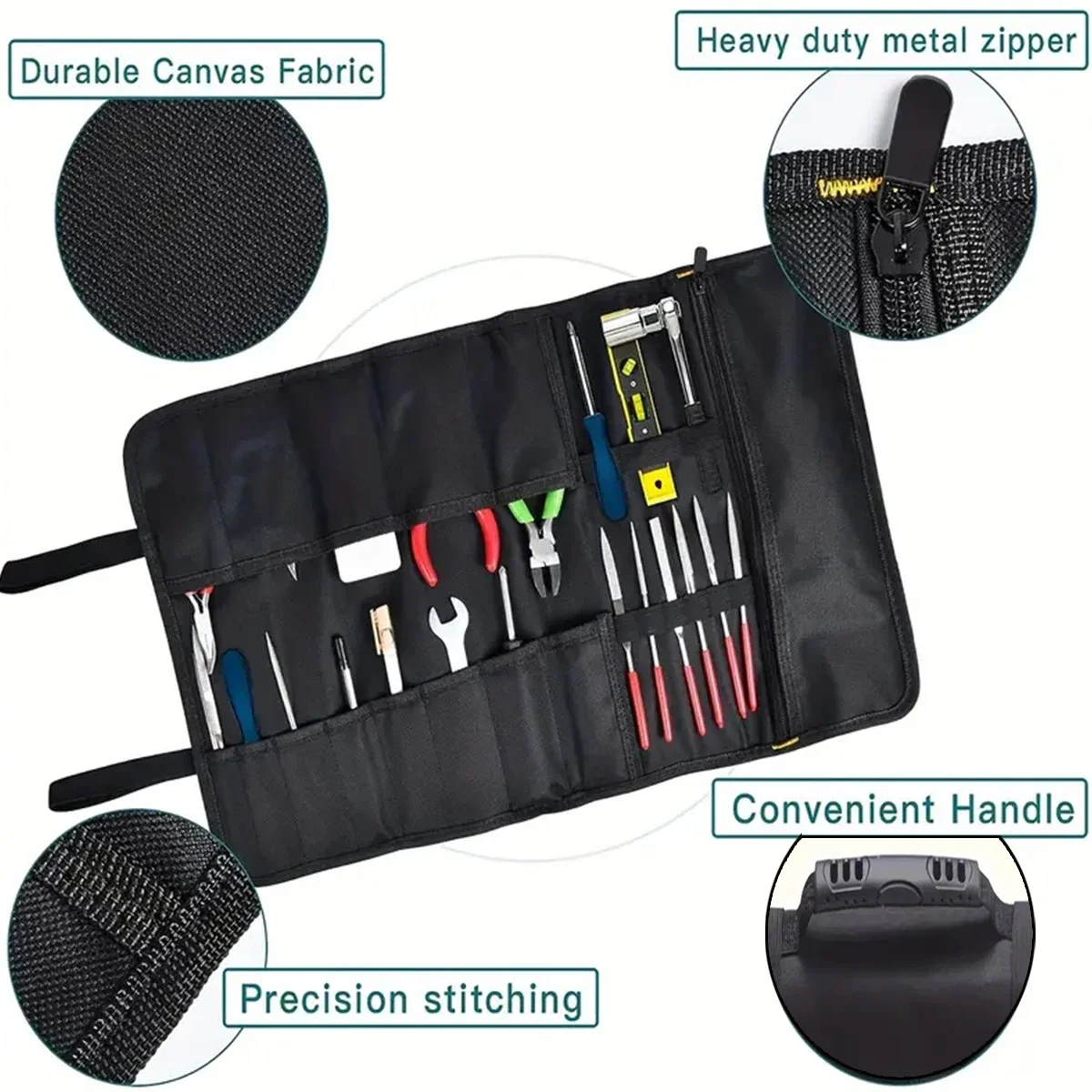 3 pcs Heavy Duty Tool  ,Heavy Duty Tool Organizer  Men Women, Portable Tool  Box with 2 Detachable Zipper Pouch