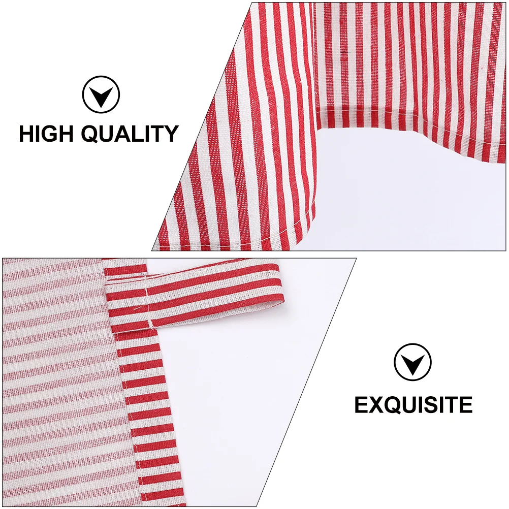 

1pc Cloth Short Striped Window Curtain Red Home Decor Bedroom Living Room Balcony Fashion Wash Resistant Soft Fabric