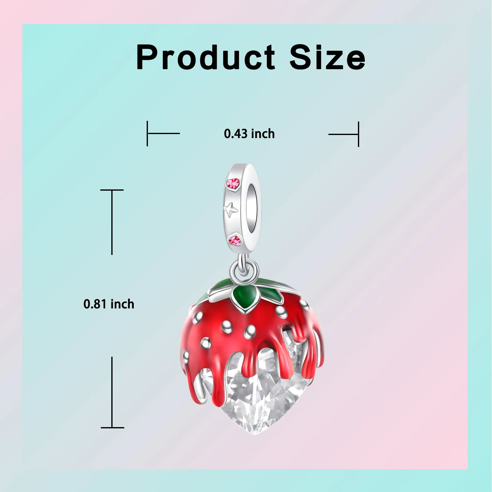 925 Sterling Silver Red Enamel Strawberry Dangle Charm Fruit Pendant Bead Fit Bracelets for Women Girls DIY Jewelry Making Gift - view 4