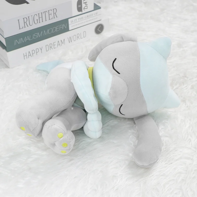 Pokemon riolu brinquedos de pelúcia bonito lucario pelúcia anime peluche enchimento macio sentado dormir evolução riolu boneca presente para crianças