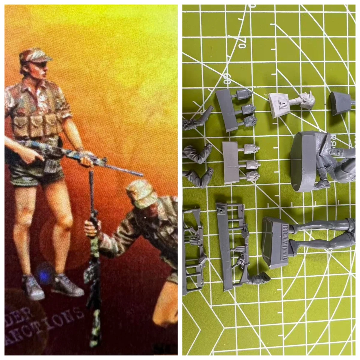 1: 35 Resin Model 2 Young Soldiers, Observation Status, Model Scene Layout Unpainted Status