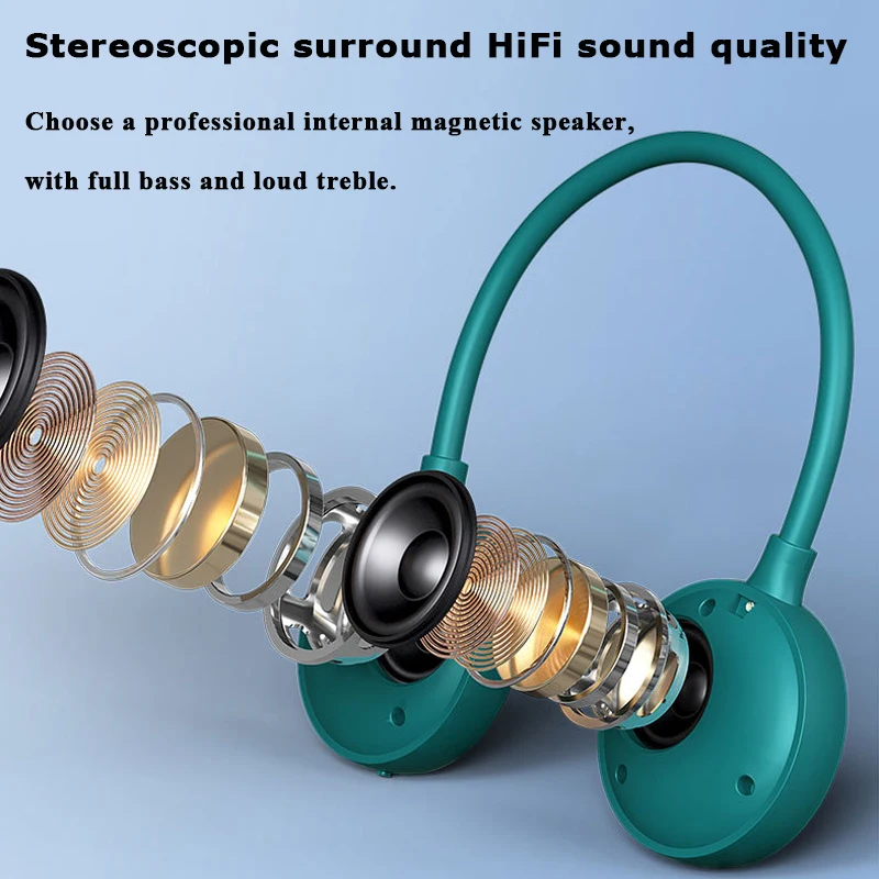 Wearable Bluetooth5.3 Speaker Adjustable Neckband Sports Stereo Soundbar Wireless Handsfree Call MP3 Music Player Support TF