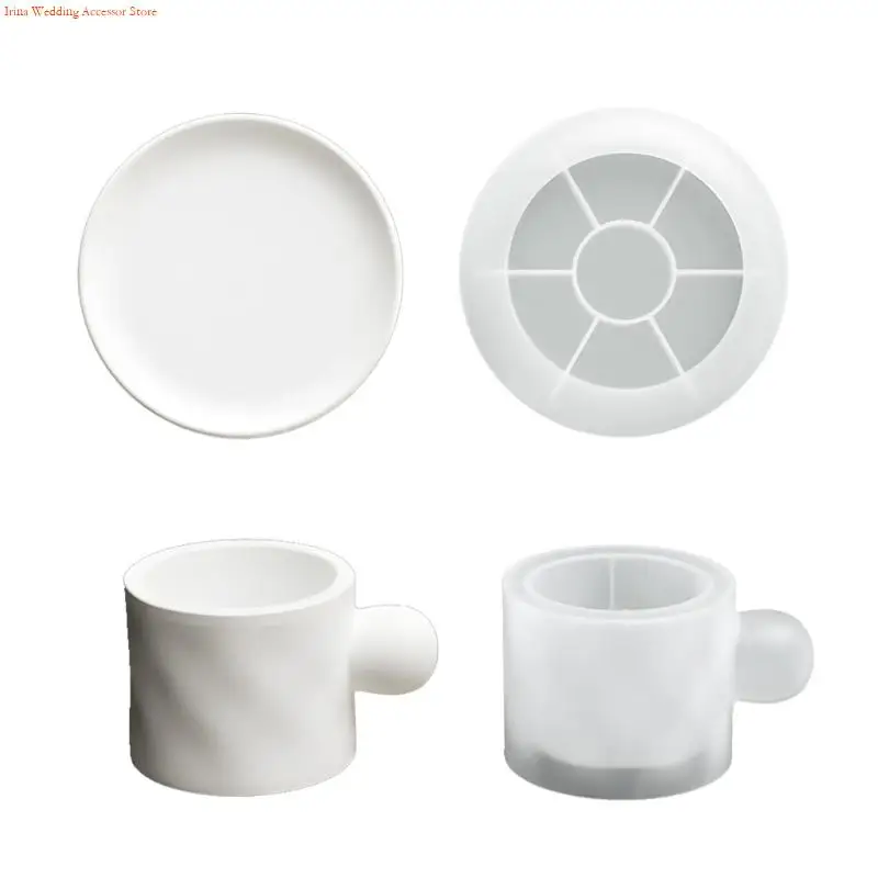 

G92D Silicone Castes Mould for Unique Coffee Cup Saucer Holder Craft Creation