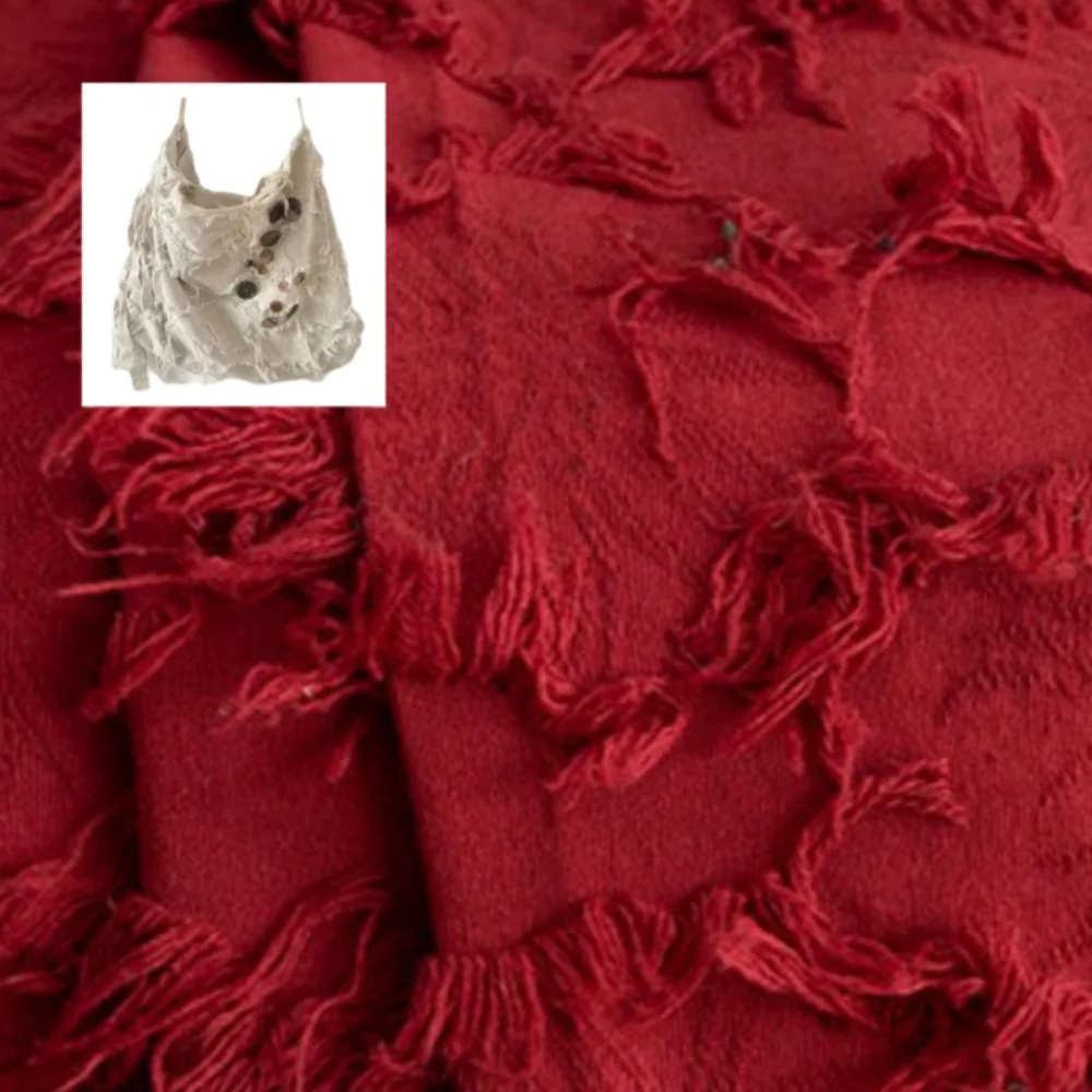 

Жаккардовая ткань из хлопка и льна с бахромой для сумок, курток, юбок, дизайнерской одежды, поштучная продажа