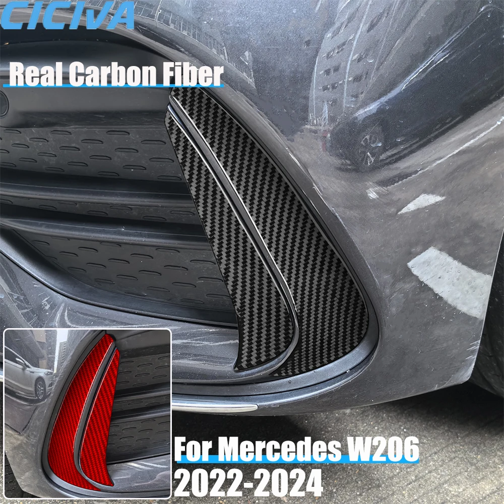

Настоящее углеродное волокно, автомобильные аксессуары, передний бампер, накладка на воздухозаборник, мягкая наклейка для Mercedes Benz C-class W206 2022 2023 2024