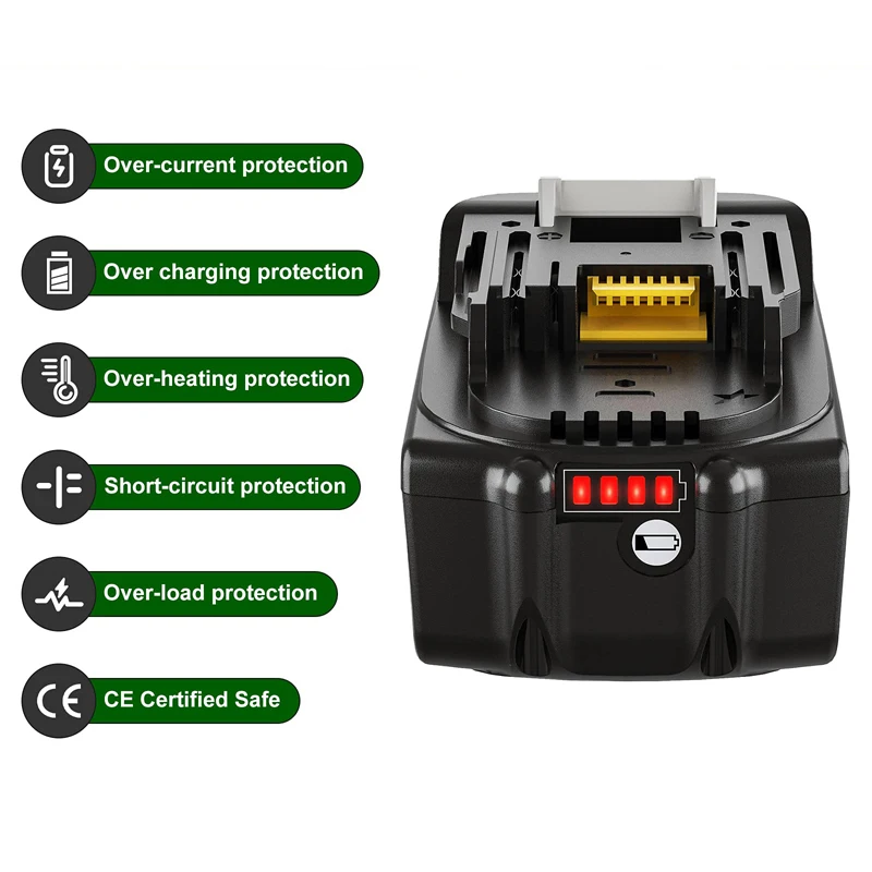 

18v 4000mah 5000mahRechargeable Lithium Battery With LED Power Tool BL1860B BL1850 For Makita Battery Replacement.