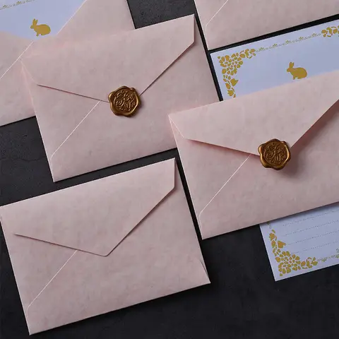 Kit de Papelaria Rosa Estético, Envelopes com Estampa de Coelho, Folhas de Carta e Selo de Cera para o Dia das Mães, Cartões de Aniversário e Cartas de Amor