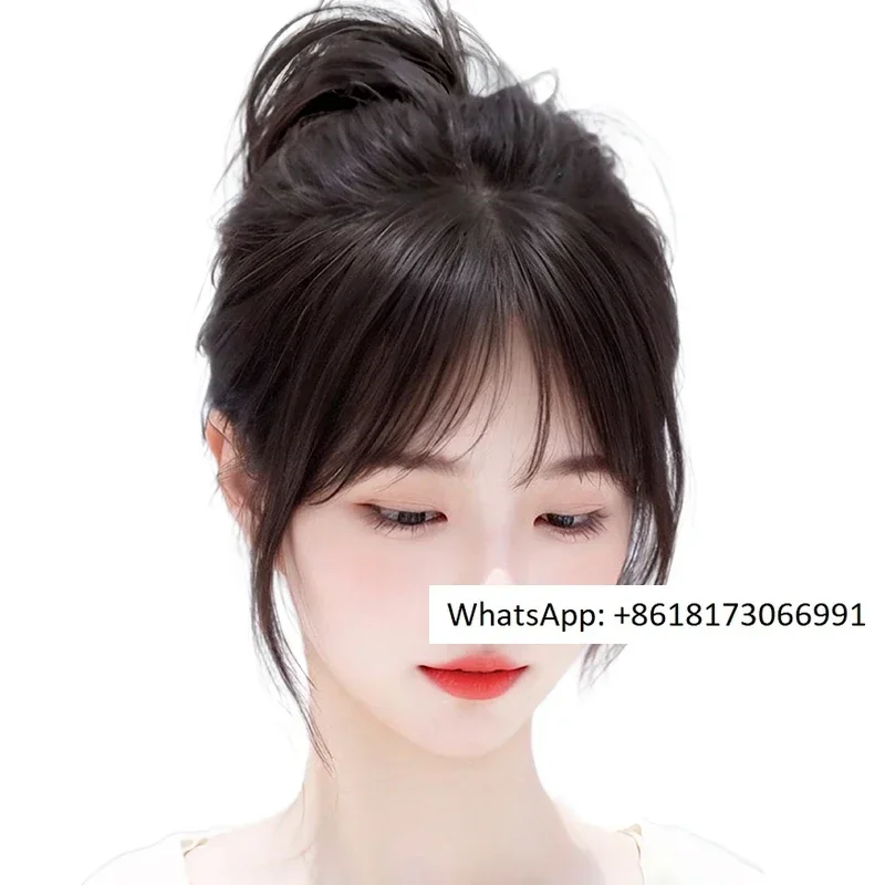 Wig replacement full natural fluffy hair with French style fake bangs