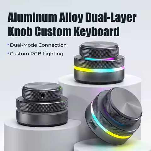 Desktop Wired Aluminum Alloy Dual-Layer Knob Wireless Custom Keyboard RGB Custom Control Volume Knob Multimedia Office Shortcut