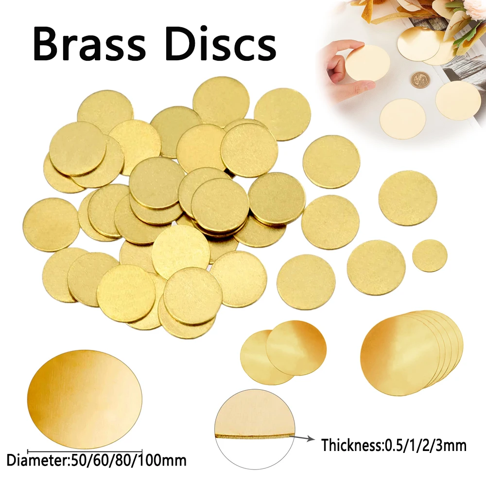 

1pcs Round brass disc Dia 50/60/80/100mm Thickness 0.5/1/2/3mm Brass Gasket Round Plate Board Metal DIY
