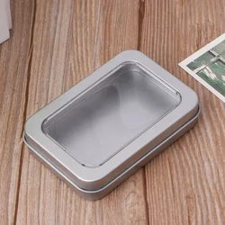 Clear Window Top Metal Box Silver Blank Storage Case Crafts Survival M68E