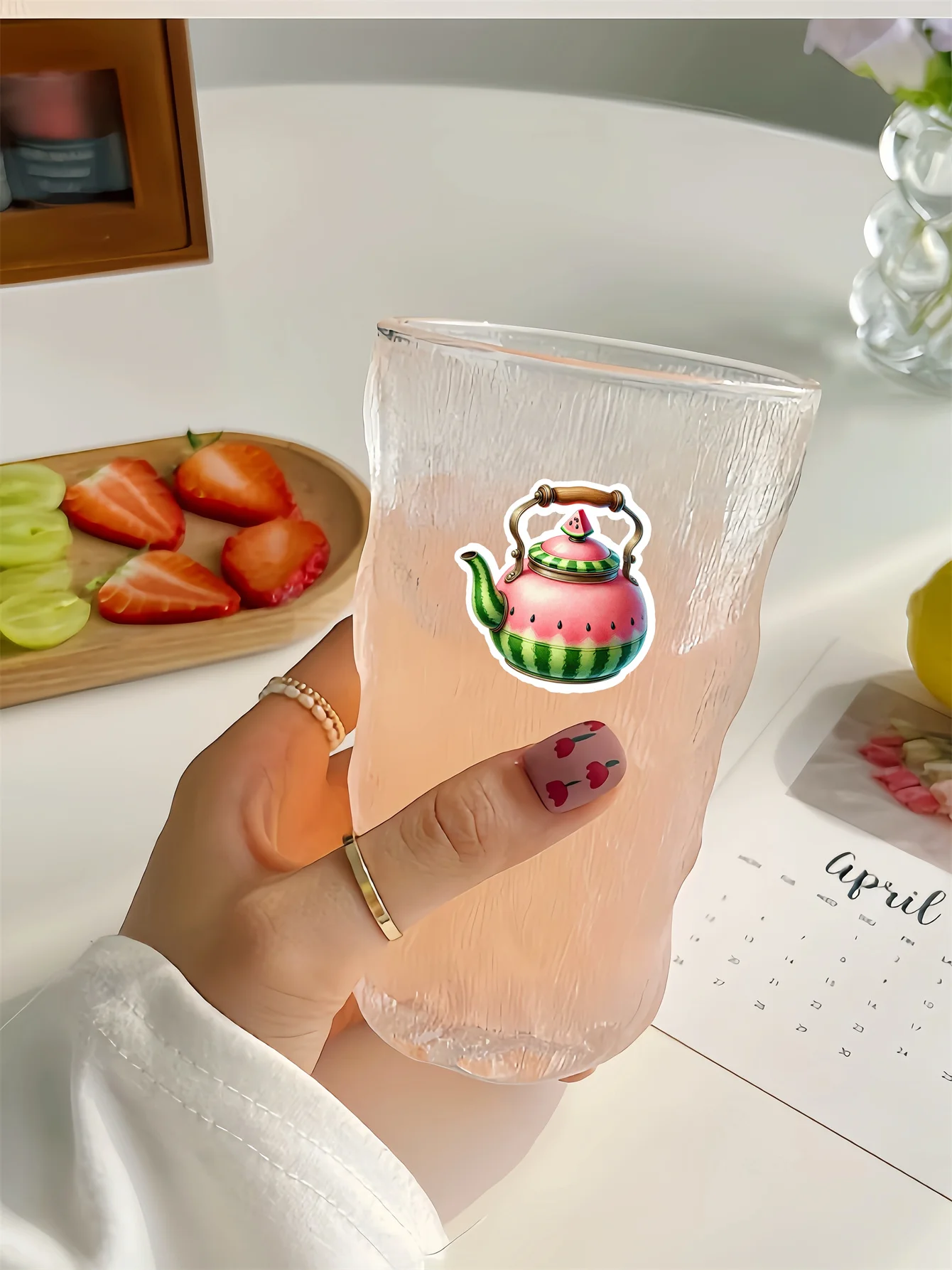 18pcs Creative Self-made Fruit Flower Tea Kettle Scrapbooking Stickers/decorative /DIY Craft Photo Albums Planner Stickers