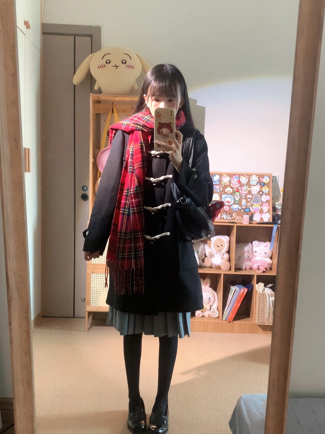 

Cherry JK оригинальная японская ветровка для колледжа Thiened шерстяное пальто средней длины с воротником на пуговицах для женщин