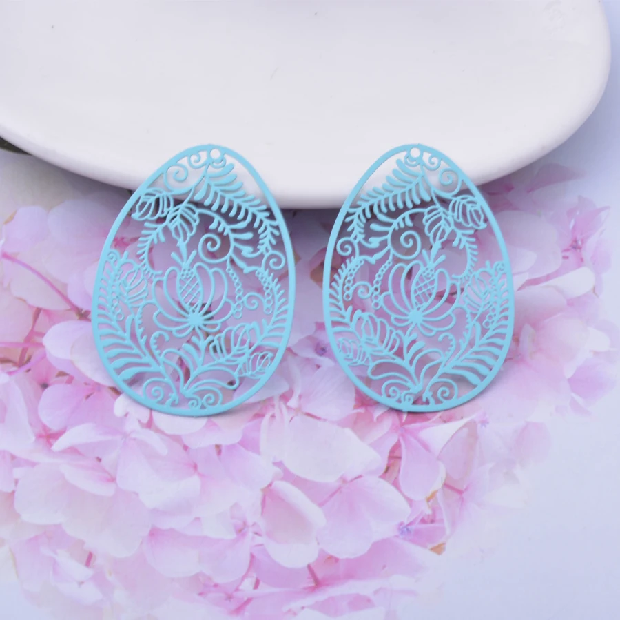 30pcs AD3120 29*40mm Painted Brass Blue and white Porcelain Pattern Oval Charms DIY Jewelry Earring Accessories – Detail 6