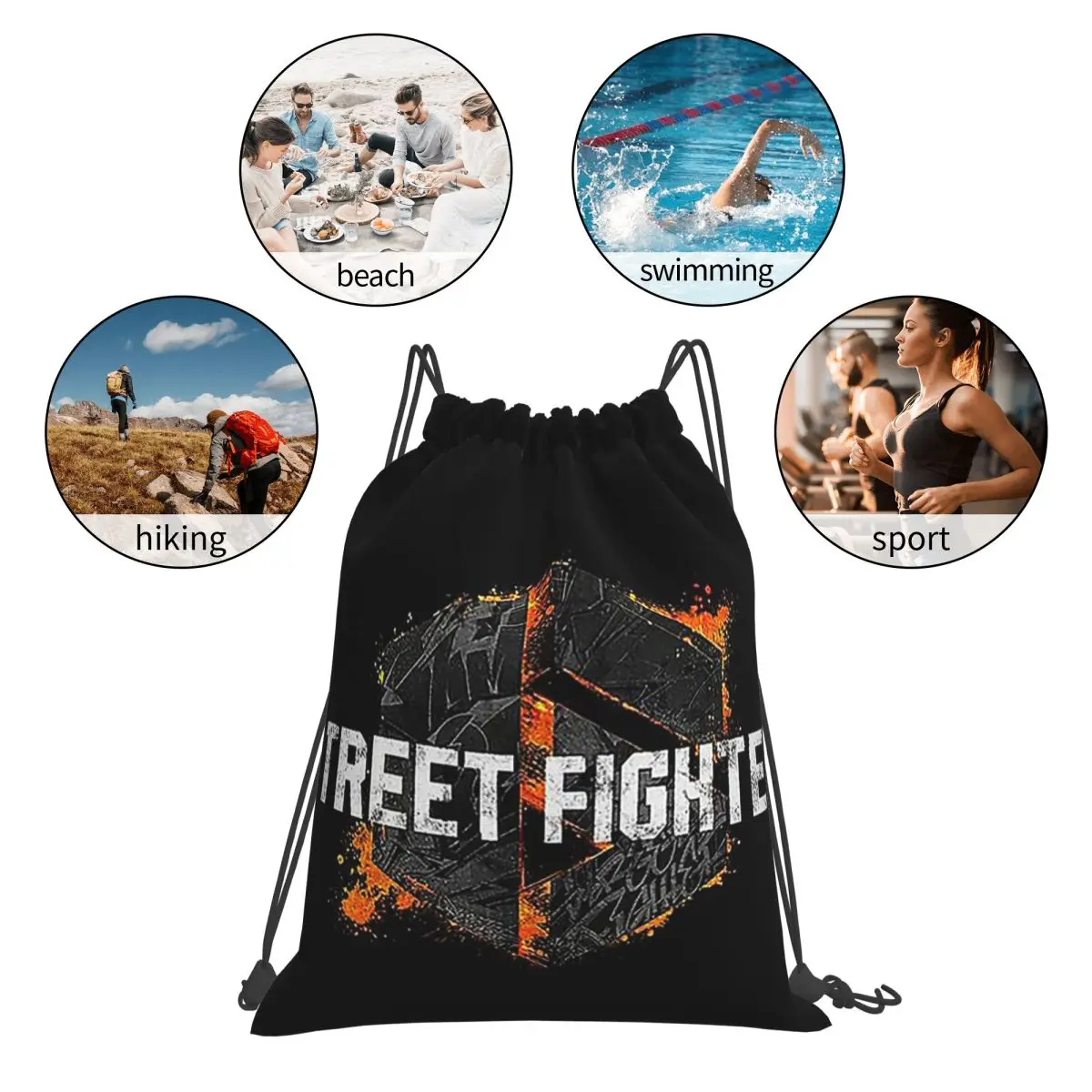 Street Fighter 6 Distressed Backpacks Multi-function Portable Drawstring Bags Sundries Bag Book Bags For Travel School