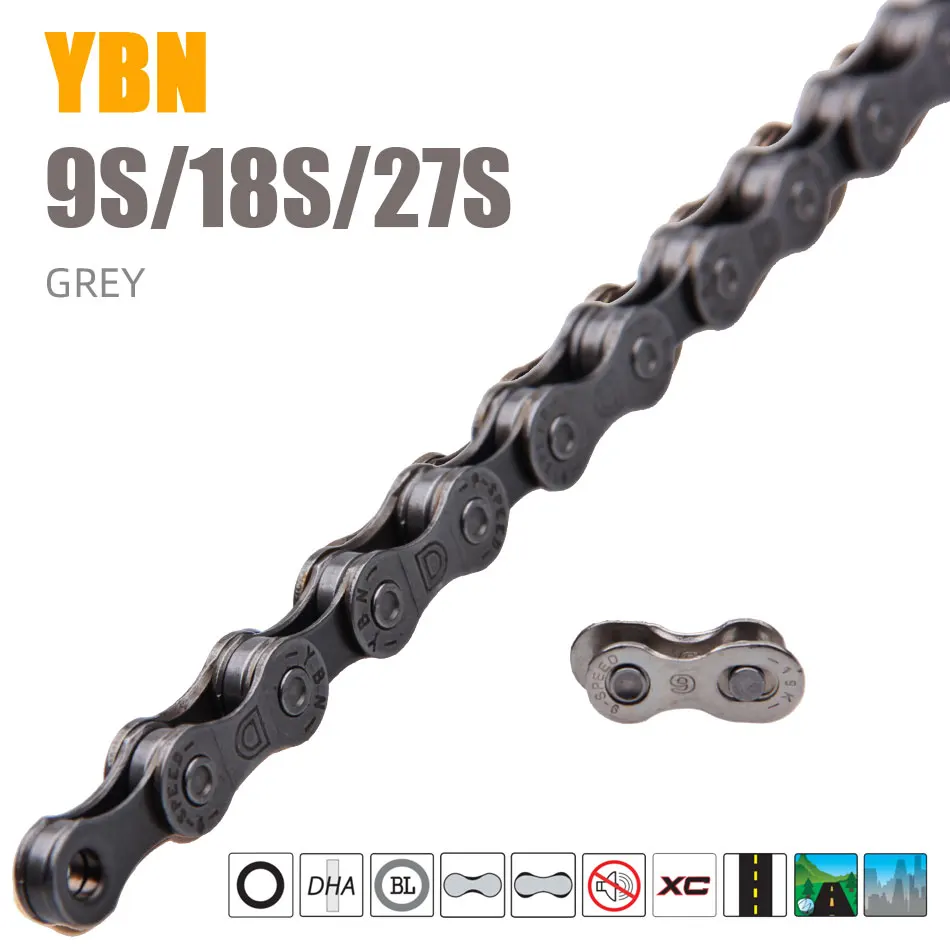 

Taiwan YBN 9 18 27 Speed Bicycle Quick Connection Chain Gray Mountain Road Bike Chains 116 Length Accessories New