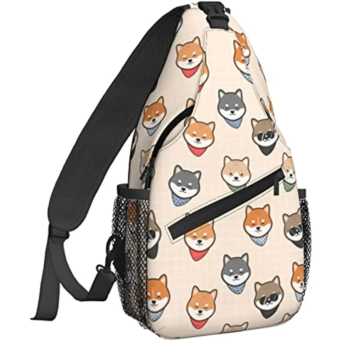 Cute Shiba Inu Japanes Dog Sling Backpack Chest Bag Crossbody Shoulder Bag Gym Cycling Travel Hiking Daypack for Men Women