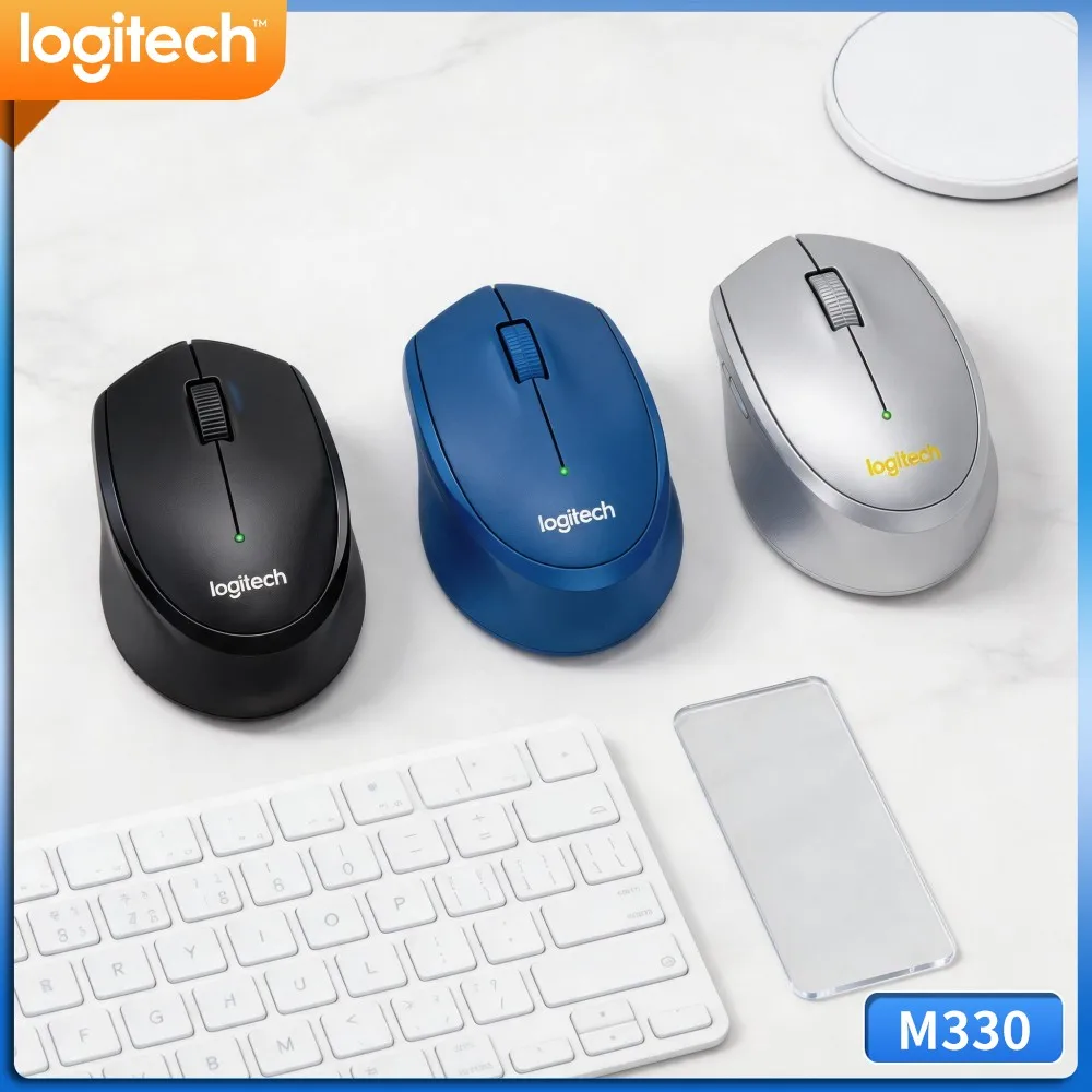 Logitech M330 Silent Wireless Mouse Contoured Right Hand Shell Comfort Hold During Extended Office Working Sessions