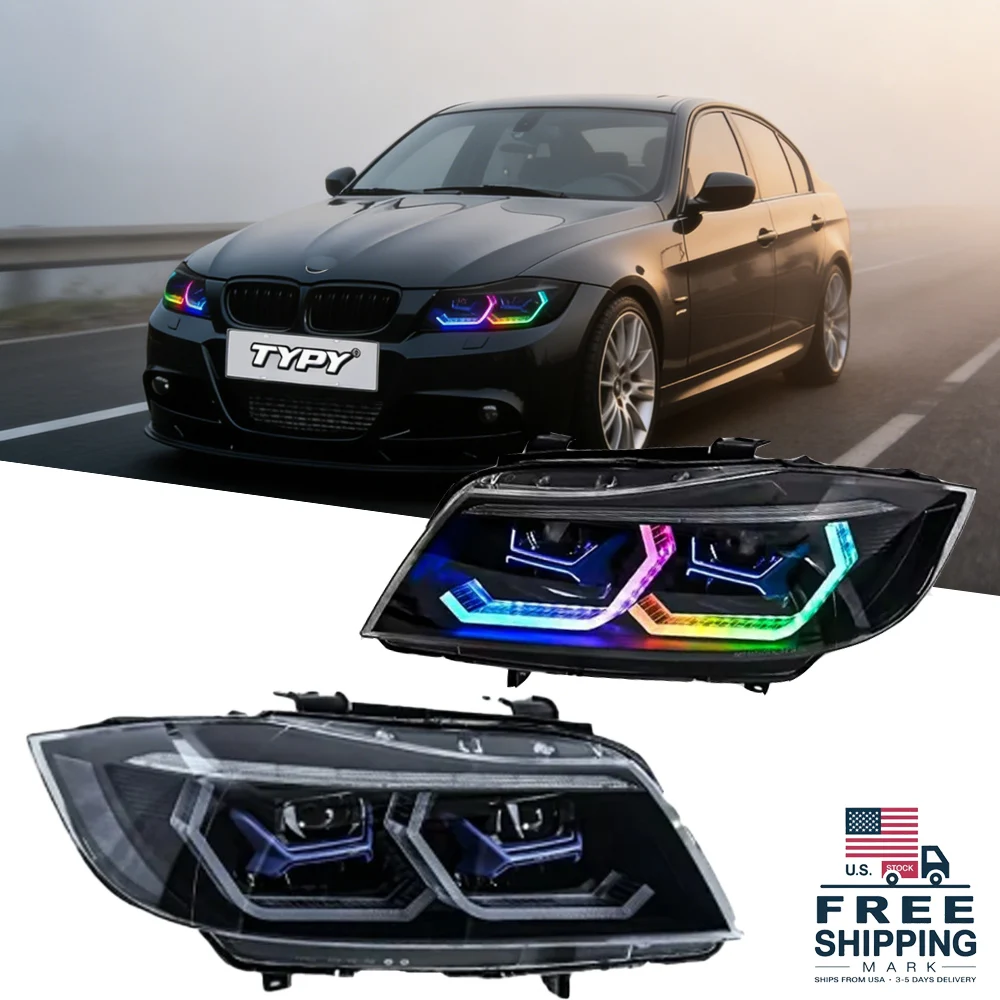 

Автомобильные фары TYPY для BMW 3 серии 2005-2012 E90, RGB-фары, светодиодные проекторные фары, дневные ходовые огни, автомобильные аксессуары