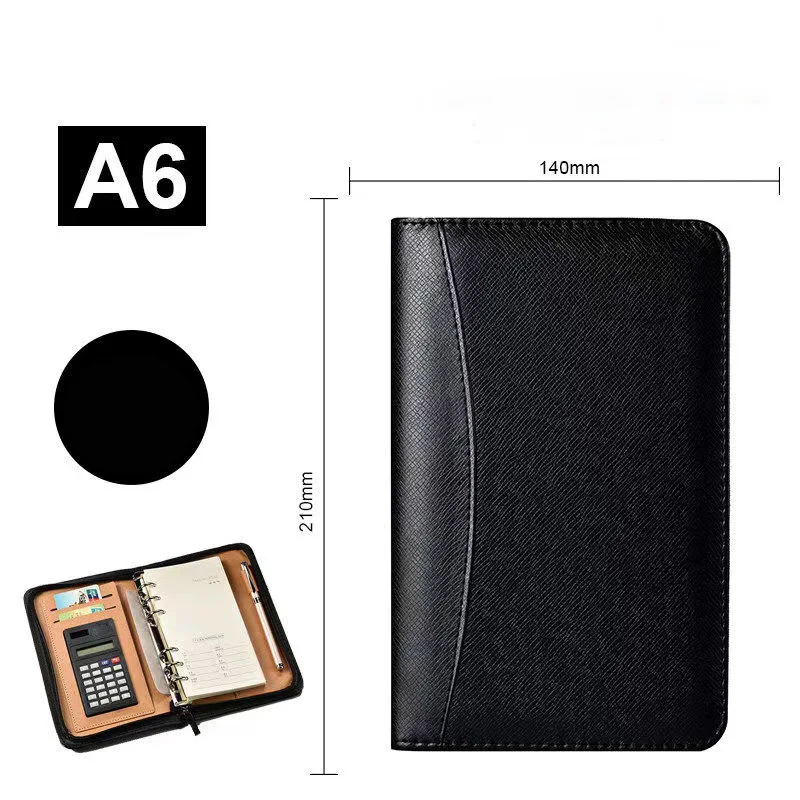 Padfolio Diary Notebook Journal with Calculator Binder Spiral Notepad Business Manager Folder Zipper Bag Handbook Agenda Planner