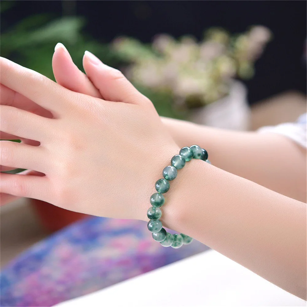 6-14mm Flower Green Jasper Round Bead Bracelet for Women in Charm Bracelets Elasticity Natural Stone Quartz Energy Cured Jewelry