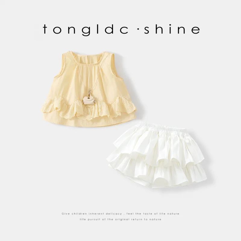 

Girls' Summer Outfit2026New thin short-sleeved girls' clothing with a high-end, fashionable, trendy, and luxurious feel