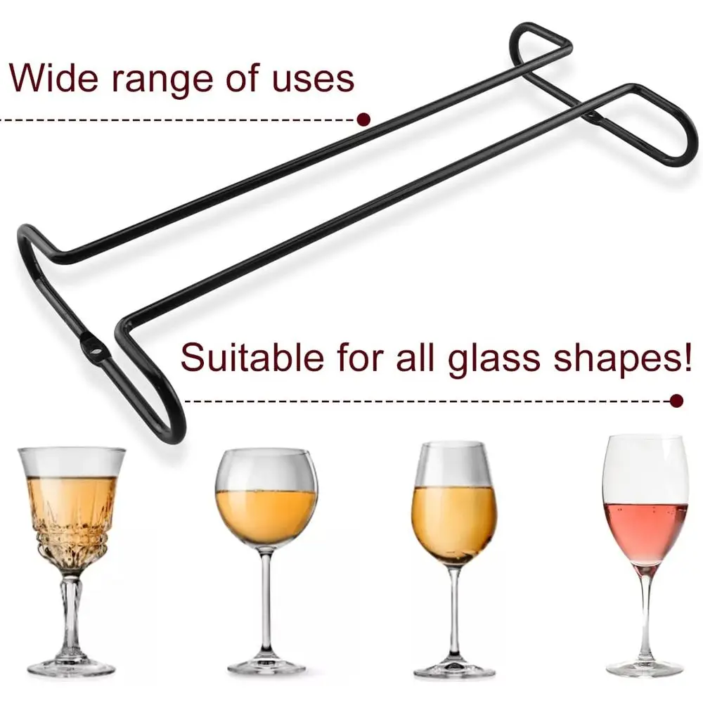 Heavy Duty Metal Stemware Rack 2 Pack, 10.3 Inch Under Cabinet Hanging Wine Glass Holder, Organize Cups, Goblets, Wine Glasses - view 4