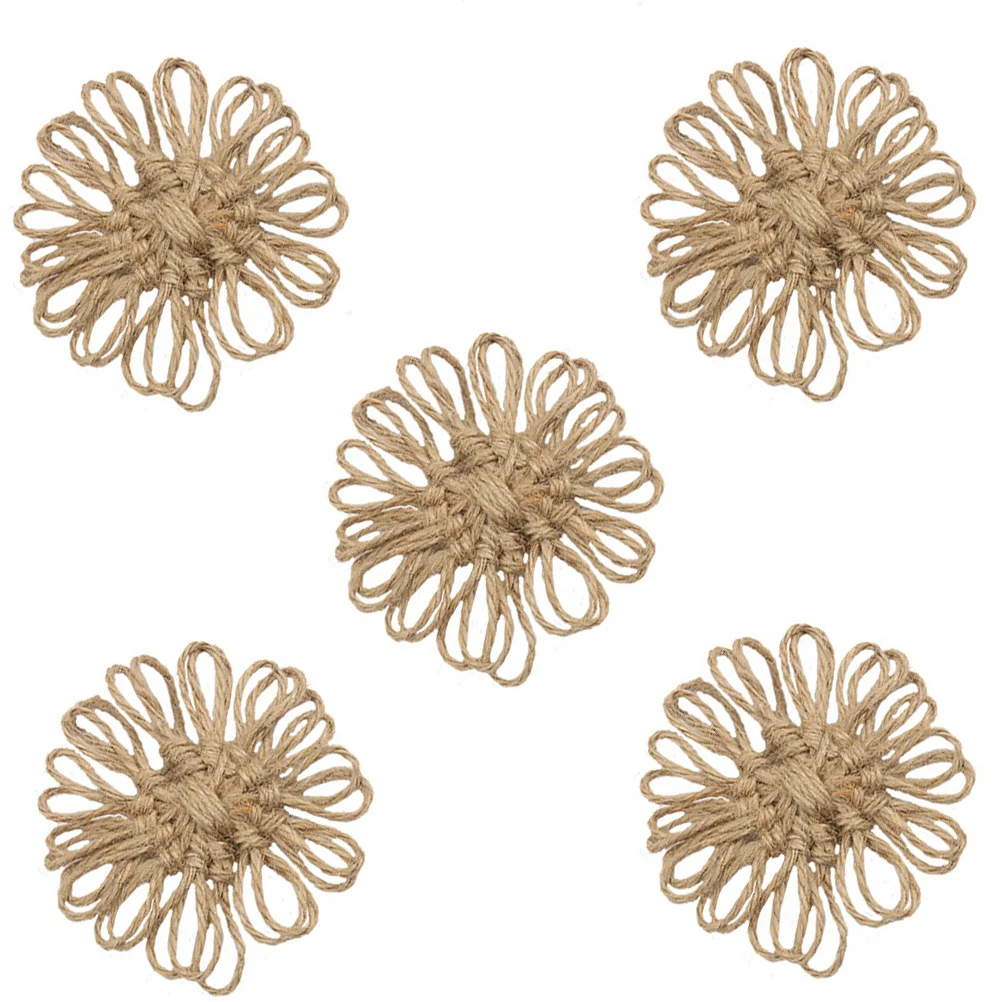 

5Pcs DIY Handmade Linen Flowers Artificial Flower Decoration Wedding Party Home Xmas Craft Ornament Handmade Wedding Flower