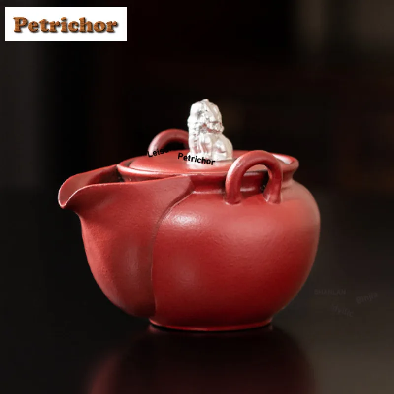 

Позолоченный серебряный красный чайник Forbidden City, эстетический чайник для заварки чая, чайник с ситечком, чайная посуда, чашка, набор подшипников