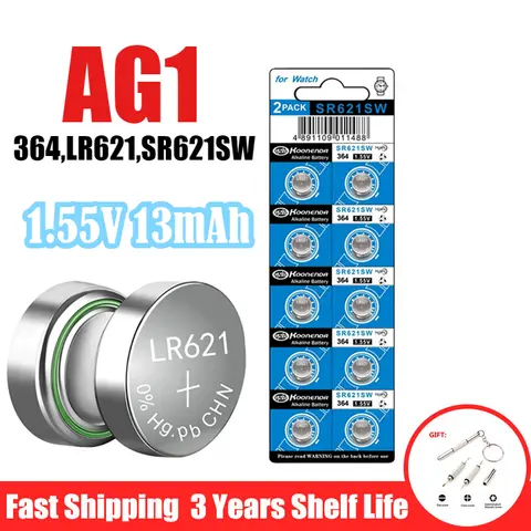 2-100PCS AG1 배터리 364A LR60 SR60 LR621 SR621 SR621SW 364 164 CX60 고용량 알카라인 버튼 셀 1.5V 시계 배터리