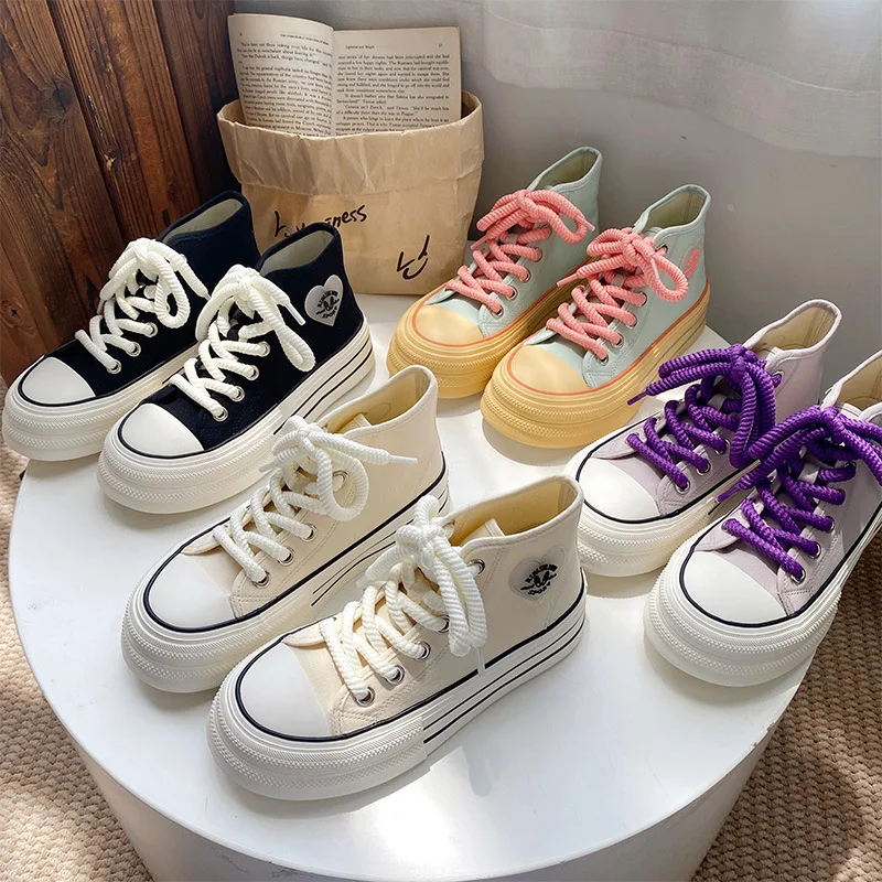 zapatillas Platform Woman Sneakers New High Top Canvas Shoe Trendy Casual Shoe Versatile Skate Shoes Women Shoes Vulcanize Shoe