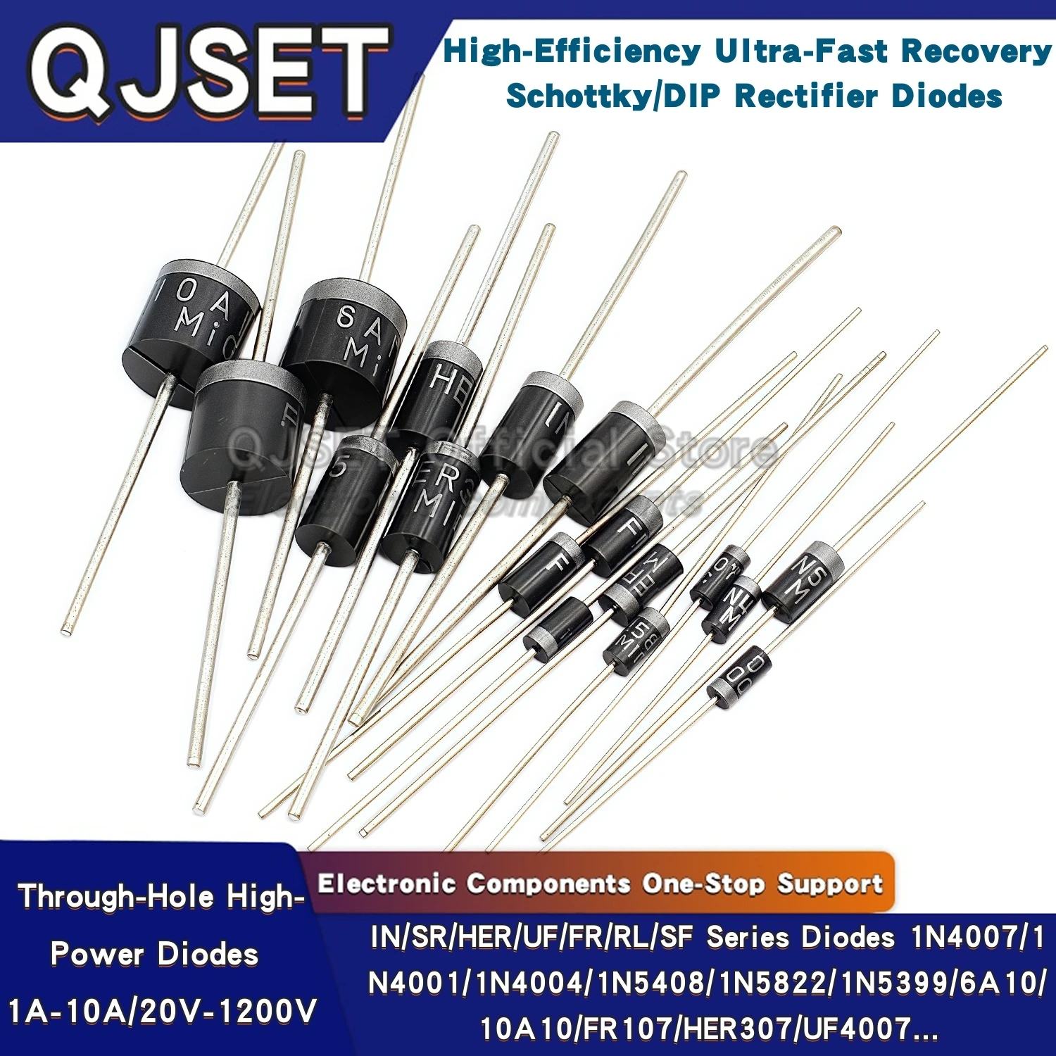10/50pcs 1N4007 1N5408 4148 SR RL FR HER207 6A 10A10 SF58 1N5819 4001 5822 Rectifier Diodes Fast Recovery Schottky Diodes IN4007