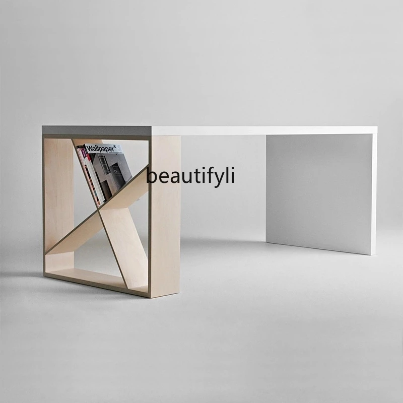 Solid Wood Minimalist Desk Light Luxury Household Dining Table Creative Computer Desk Leisure Workbench Long Table