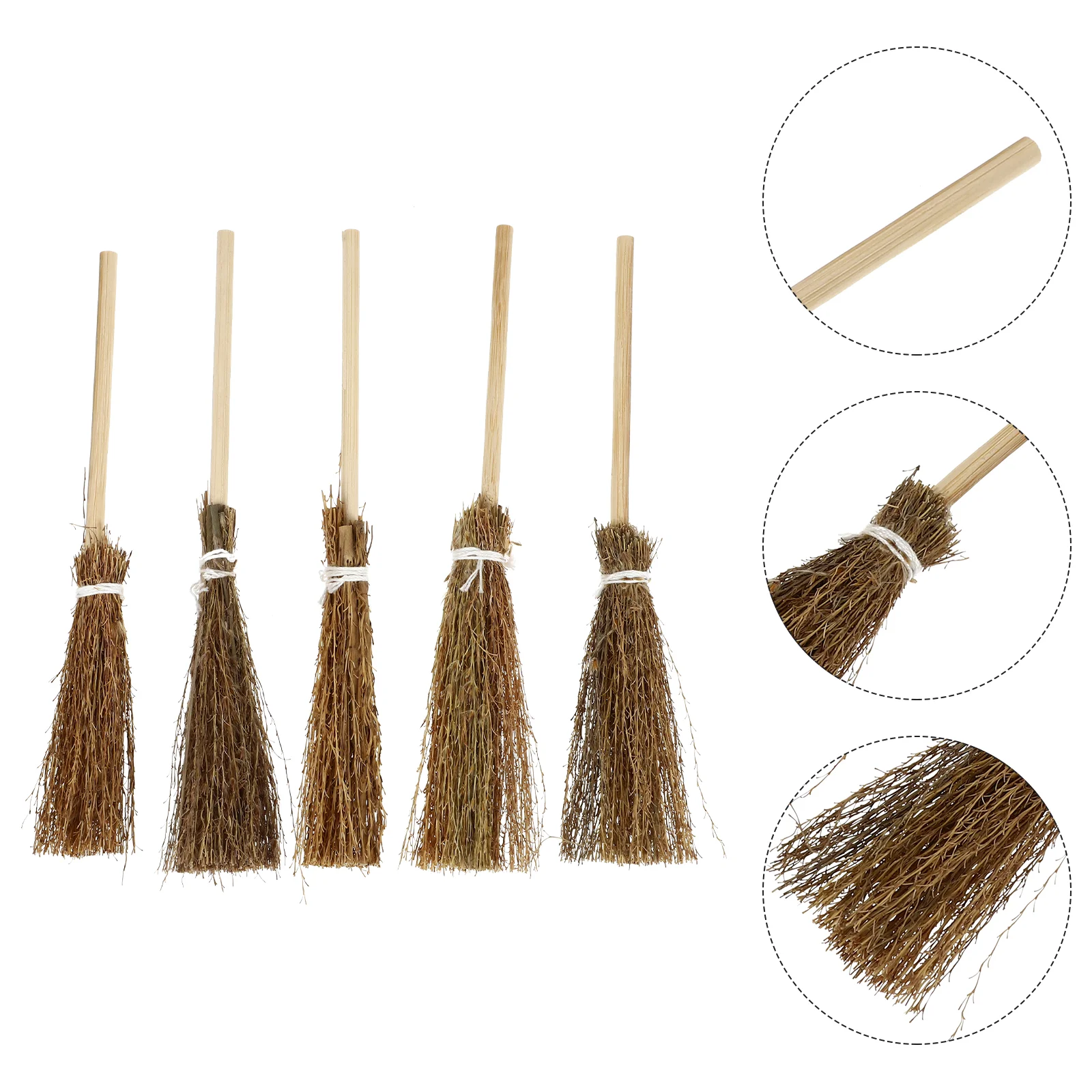 

5 Pcs Baby Small Broom Rope Child House Dollhouse Decor Carpet Rake Witch Decorative Artificial Props