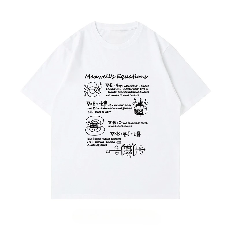 The Latest 2025 Magnetic Formula Pattern Printed Fashionable Casual Short-sleeved Men's and Women's Loose Street Top